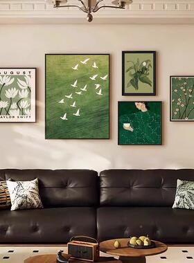 JA-183法式覆古客装饰画画中古风沙发厅背景墙挂画 画高感绿色风