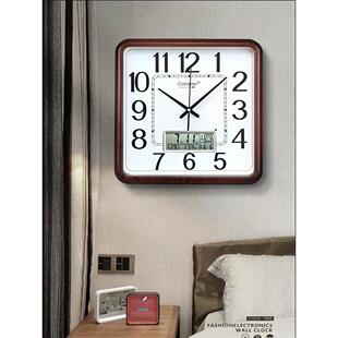 康巴KHA斯时间挂钟客挂厅卧室无声钟石时英钟音乐间挂万年历钟