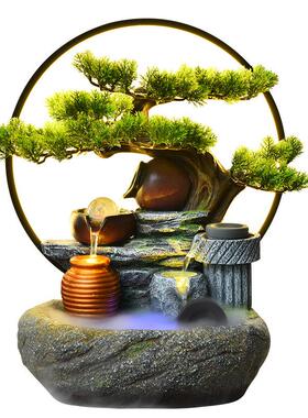 风招30064山财盆景假厅流水喷泉摆件办公室客桌面水轮装饰公司开