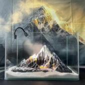 山水件龙EZV石实心假 饰新中青式 日照金山225新款 雪景假0山造景装