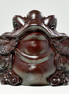 黑檀木雕金蟾财摆件装实木客厅办招公室桌面饰品三足蜍蟾2DW_JC32