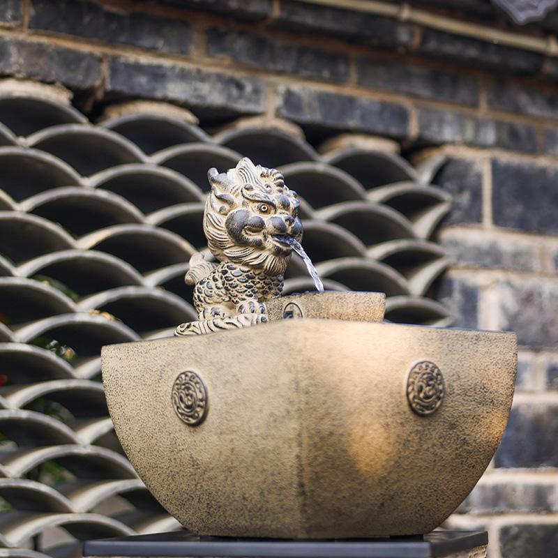 环日进斗麒麟流水生财摆礼件循水办公NWB室桌金面茶室招财乔迁开