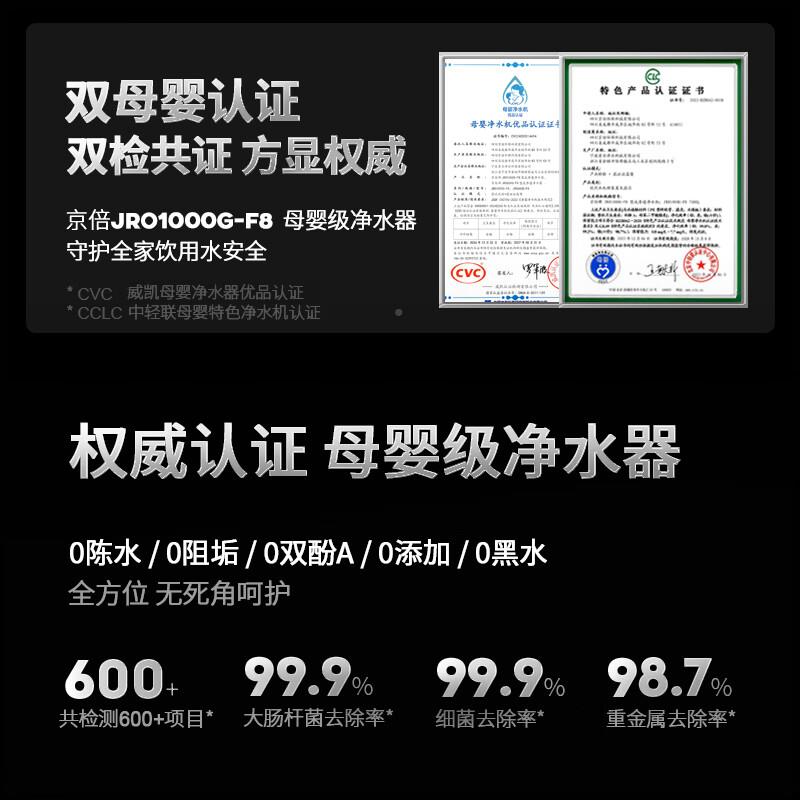 【全国母补贴20%京倍F8婴认证0阻垢反剂渗】透净饮水机家用净JRO1