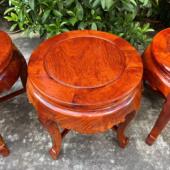 0缅甸梨木圆凳大果紫檀牛角缅花榫JBHM 卯结构鼓凳凳4高红木凳