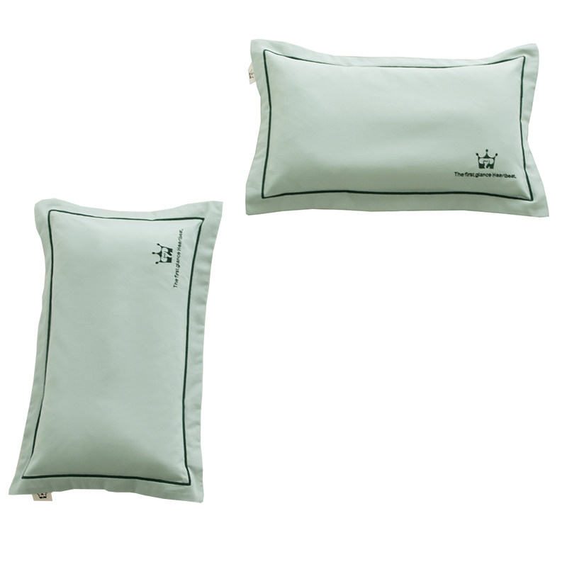 磨毛全棉枕套30x50纯棉宝宝枕头套成人乳胶枕芯套40x60贡缎一对装