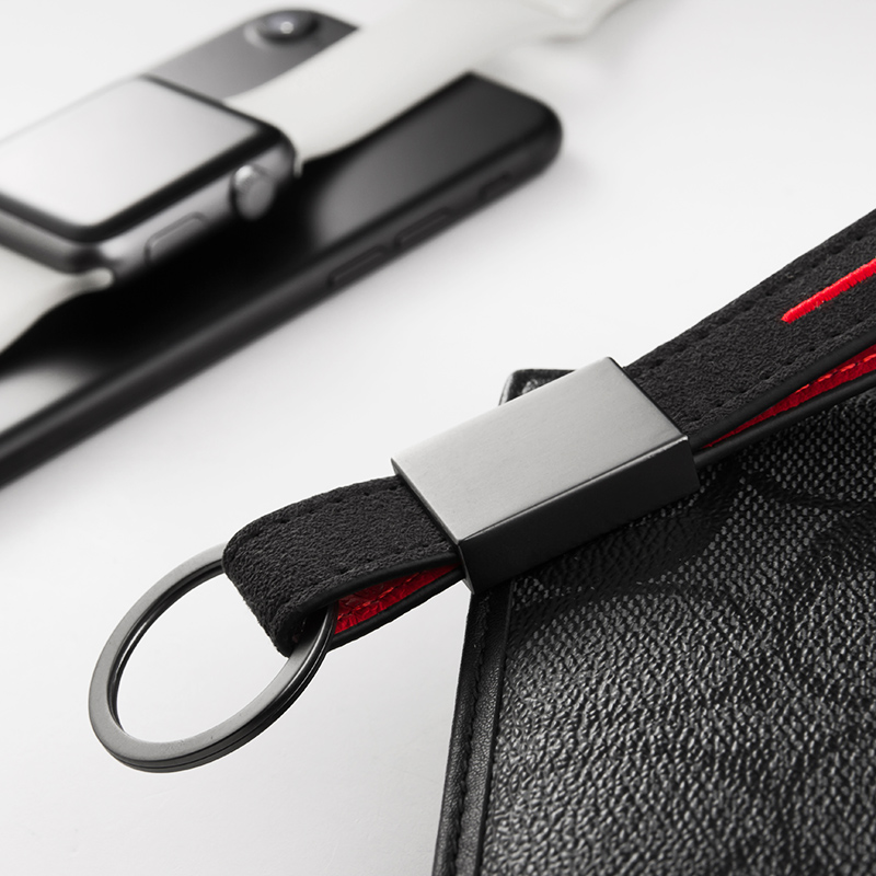 简约翻毛皮钥匙扣手拎创意汽车钥匙链挂件钥匙圈环男士女士锁匙扣