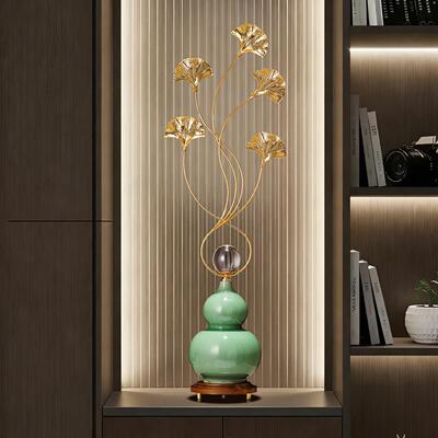 入户玄关银杏叶玄关摆件轻奢客厅电视柜高档节节高升葫芦乔迁礼物