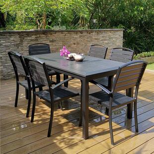 户外塑木桌椅庭院防腐木室外休闲餐桌花园露天阳台咖啡厅桌椅组合