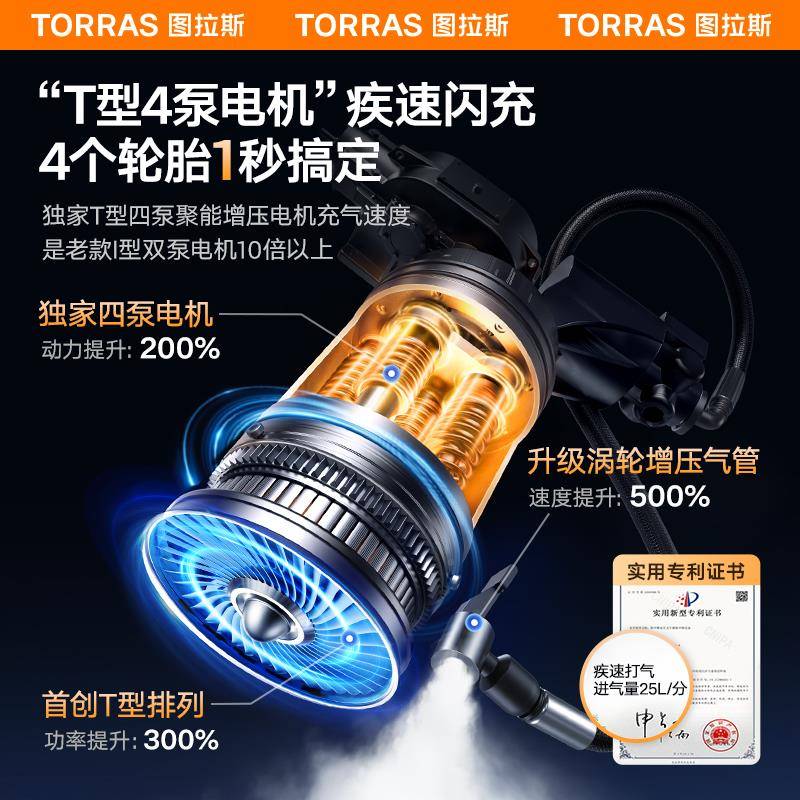 车载充泵打气汽车用式便携电动无线打气筒带测轮胎压冲气小炮氮闪