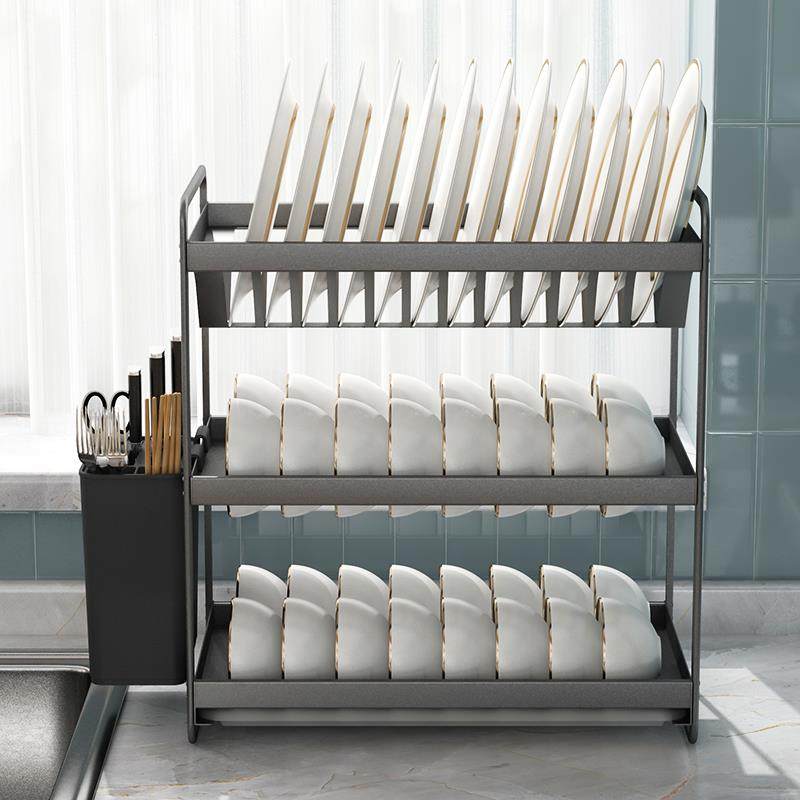 太空铝沥水碗架厨房铝合金水槽碗架沥水架碗盘沥水篮碗碟置物架
