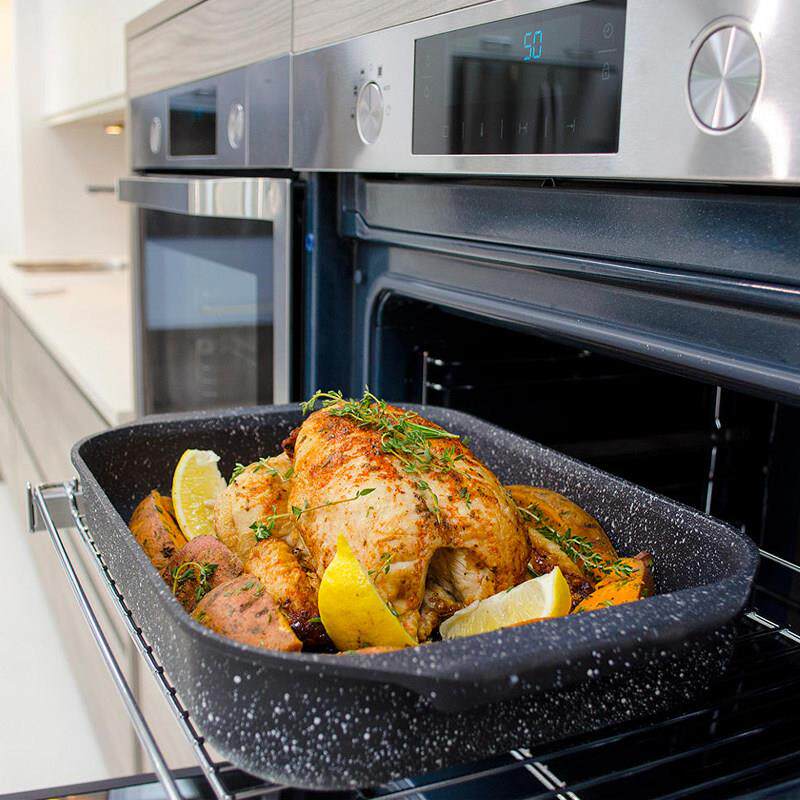 麦饭石烤盘电磁炉烤鱼盘长方形家用韩式烤肉锅烤肉盘不粘烤箱烤盘