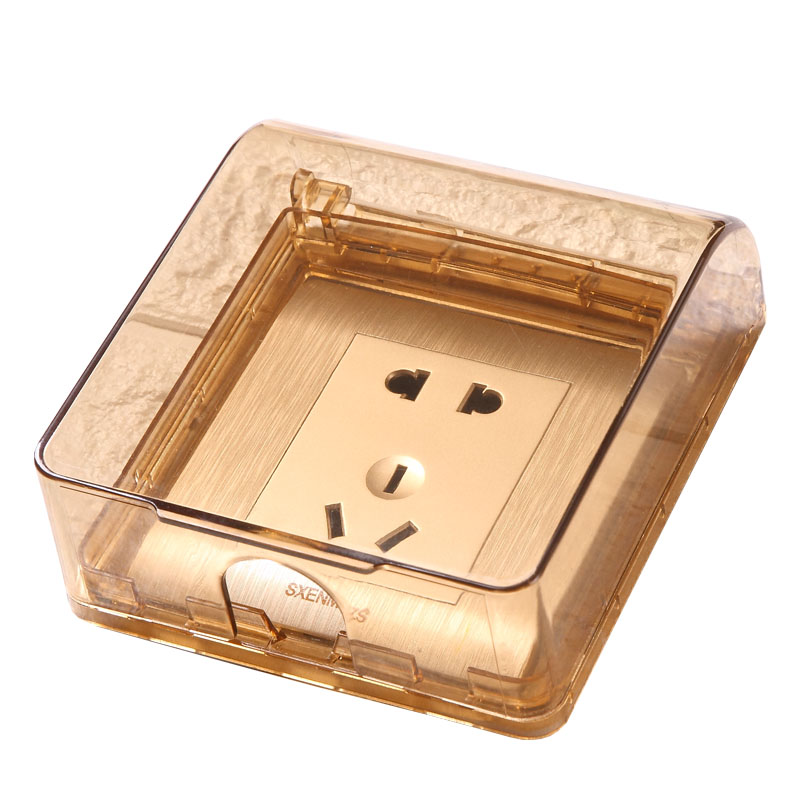 86型茶色粘贴式开关插座防水盒浴室卫生间电源插座保护盖罩防溅盒