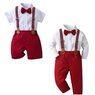 男童参加婚礼服装宝宝红色抓周礼服套装生日宴会花童西服夏秋款