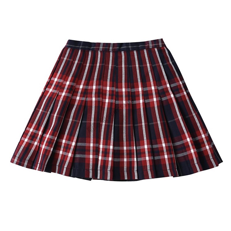 斯踏迪夏季童装女童裙半身裙红格子英伦百褶裙新款百搭短裙子校服
