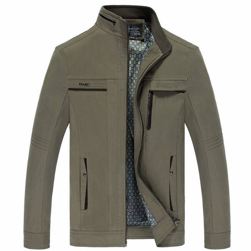 中年男装秋季纯棉上衣爸爸外套中老年人男士秋冬装衣服薄款夹克衫