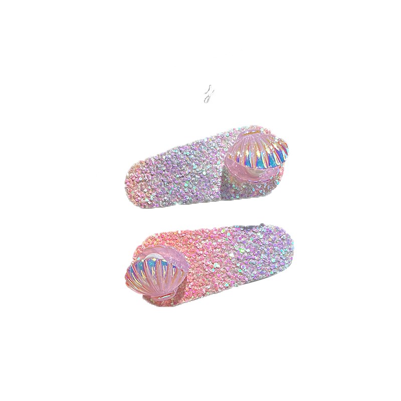 女童人鱼公主渐变贝壳发卡头饰小女孩可爱梦幻闪亮刘海碎发夹儿童