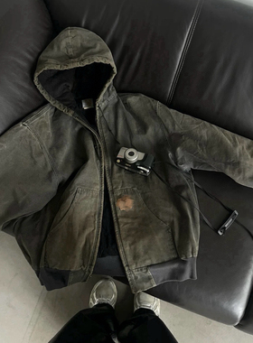 卡家风美式重磅底特律25秋冬自主J130水洗做旧连帽夹克外套男防风