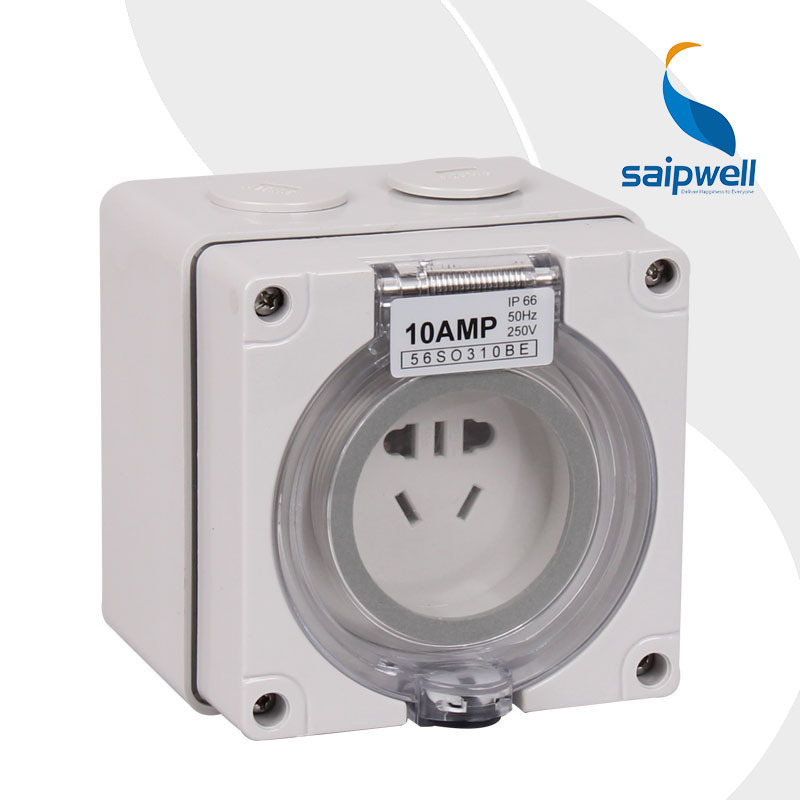 斯普威尔厂家直销SP-56SO310BE 五孔防水插座 户外防暴雨插座