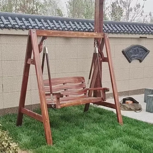 高档防腐木秋千室内家用摇椅户外阳台实木防腐木秋千庭院花园秋千