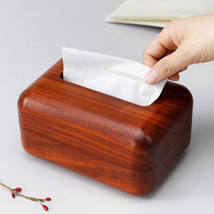 实木家居纸巾盒卧室客厅家用简约茶几木质抽纸盒 花梨木纸抽盒中式