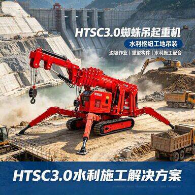 幕墙施工小型履带蜘蛛吊车HTSC3.03吨液压支腿360度回转吊机