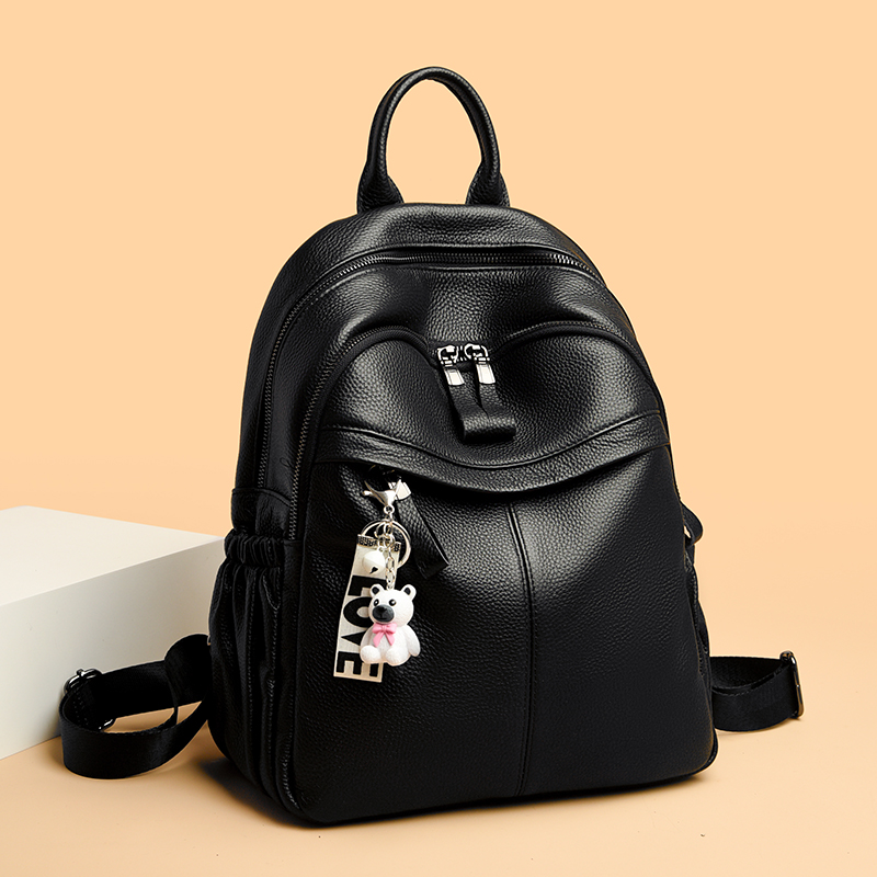 头层牛皮女士双肩包时尚休闲真皮背包学院风软皮妈妈包新款女包潮