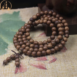 沉香手串108颗越南芽庄白奇楠天然沉香文玩佛珠盘玩手持念珠0.8mm