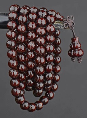 小叶紫檀手串108颗满金星紫檀盘玩手持高油密老料文玩佛珠念珠