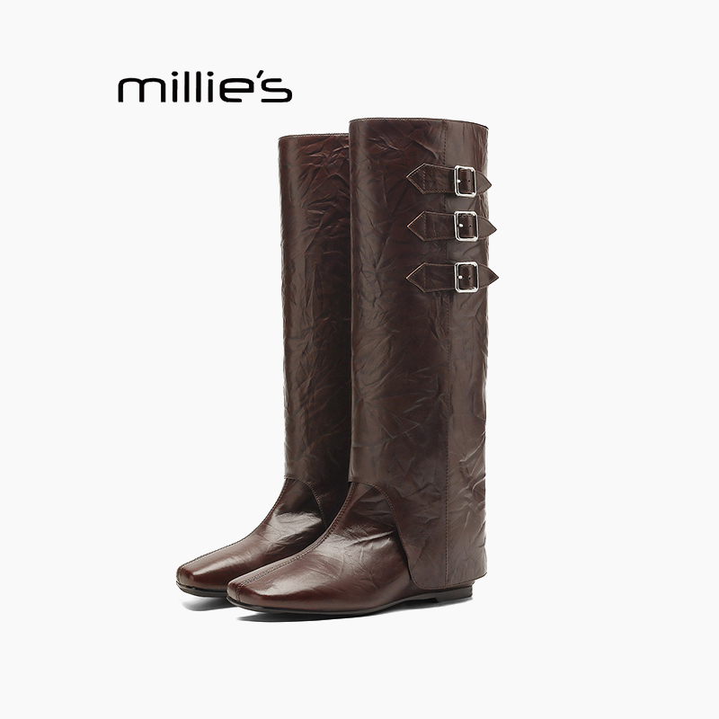 MILLIE'S/妙丽真皮长靴女巨好看