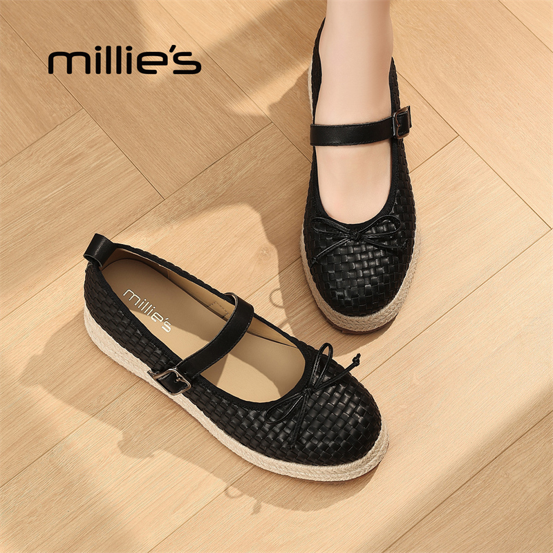 MILLIE'S/妙丽真皮编织渔夫鞋