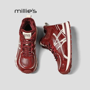加绒高帮休闲鞋 妙丽冬款 真皮棉鞋 高腰德训鞋 MILLIE 磨砂皮棉鞋