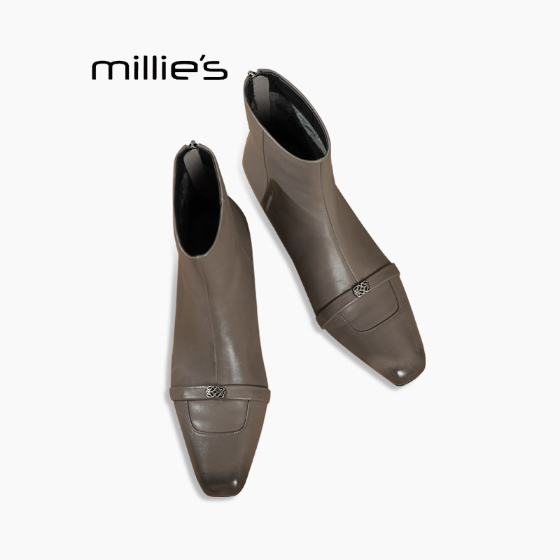 MILLIE'S/妙丽真皮短靴女巨好看