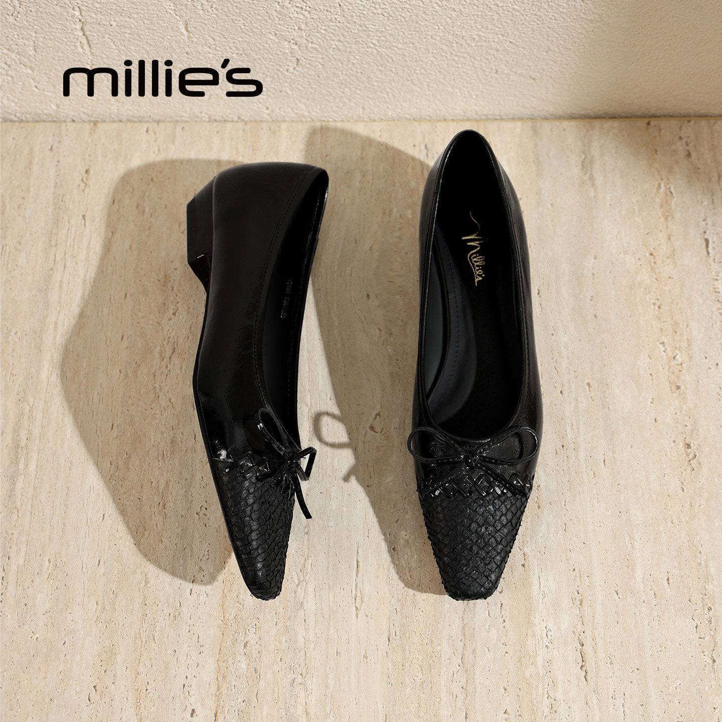 MILLIE'S/妙丽法式编织玛丽珍鞋女春季黑色蝴蝶结低跟气质单鞋Q,女鞋,时尚芭蕾鞋,淘宝优惠券,粉丝福利购,淘宝优惠卷