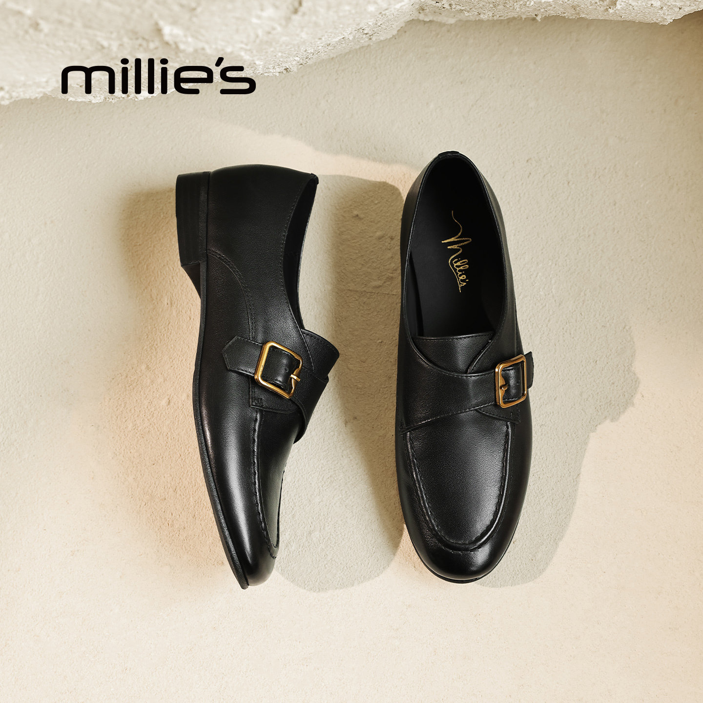 MILLIE'S/妙丽老钱风皮带扣乐福鞋女2026春季黑色通勤百搭单鞋Q,女鞋,时尚芭蕾鞋,淘宝优惠券,粉丝福利购,淘宝优惠卷