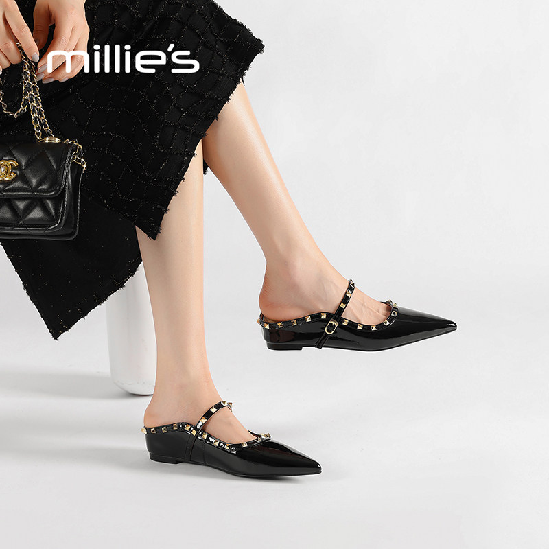 MILLIE'S/妙丽真皮时尚穆勒鞋