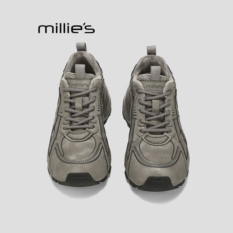 MILLIE'S/妙丽户外风系带厚底老爹鞋女复古运动休闲鞋百搭增高P