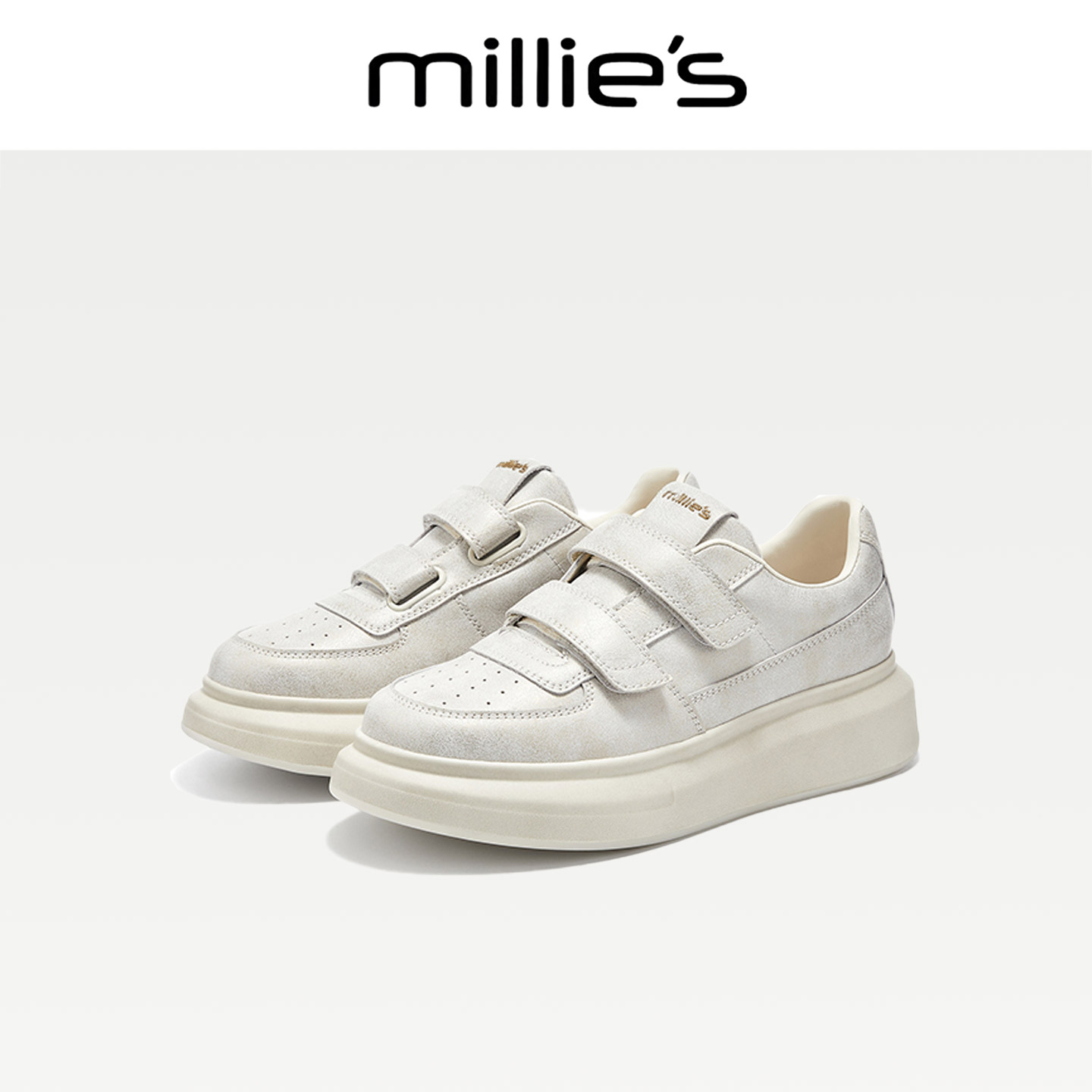 MILLIE'S/妙丽魔术贴小白鞋女