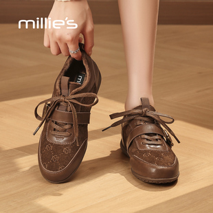 女鞋 妙丽2025新款 厚底休闲运动鞋 秋冬加绒保暖棉鞋 MILLIE