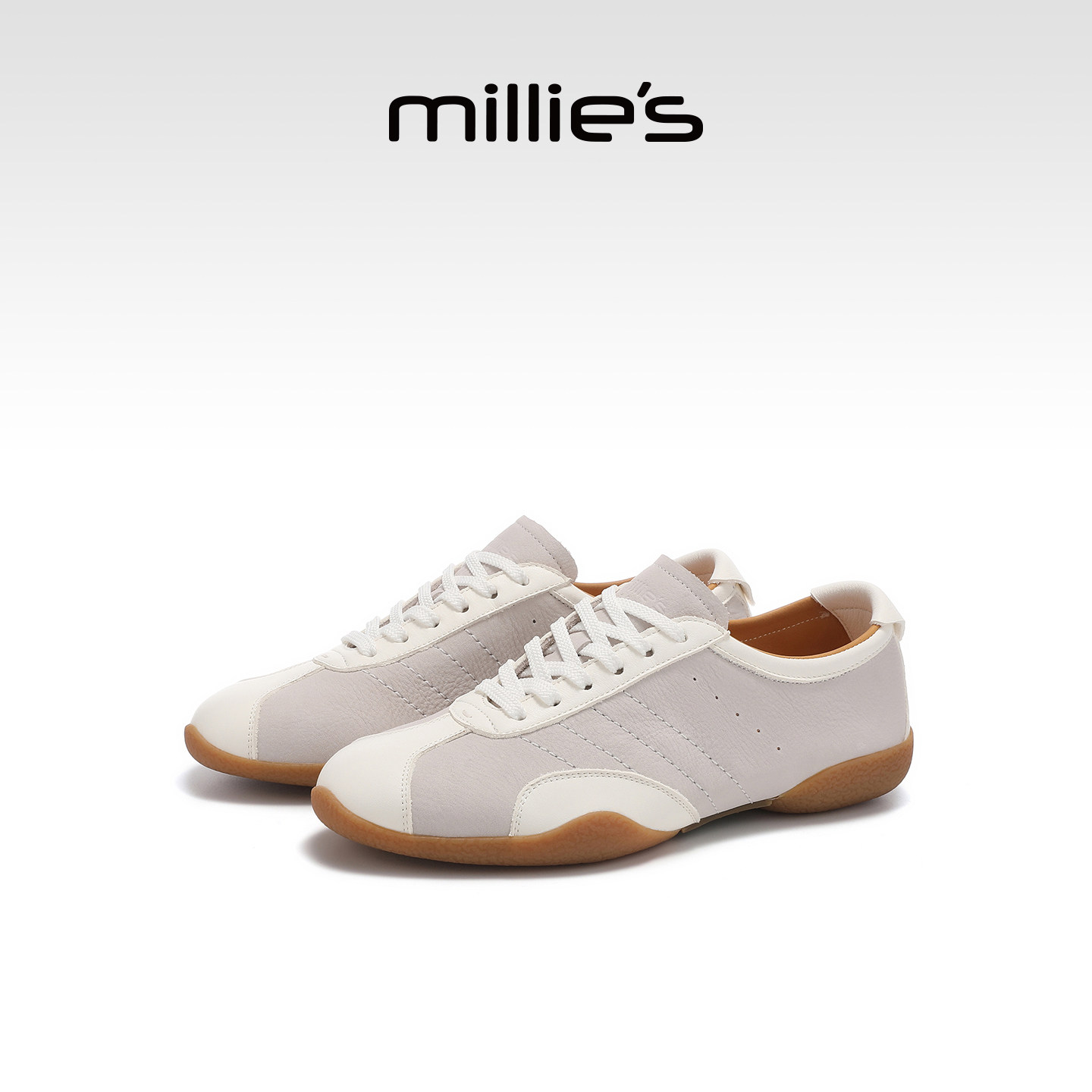 MILLIE'S/妙丽拼色德训鞋女2025新款舒适百搭平底休闲板鞋Q,女鞋,休闲板鞋,淘宝优惠券,粉丝福利购,淘宝优惠卷