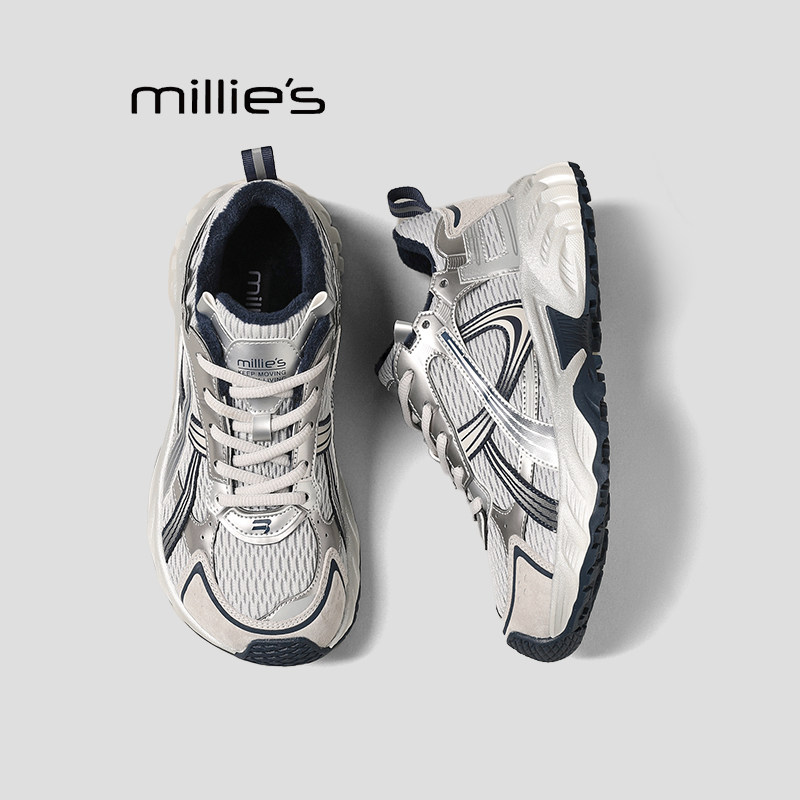 MILLIE'S/妙丽老爹鞋女冬款加绒厚底增高百搭薄款休闲慢跑运动鞋Z,女鞋,德训鞋,淘宝优惠券,粉丝福利购,淘宝优惠卷