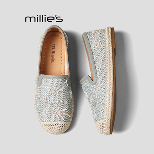 MILLIE'S/妙丽渔夫鞋女款浅口单鞋春新小香风轻便平底休闲单鞋Q