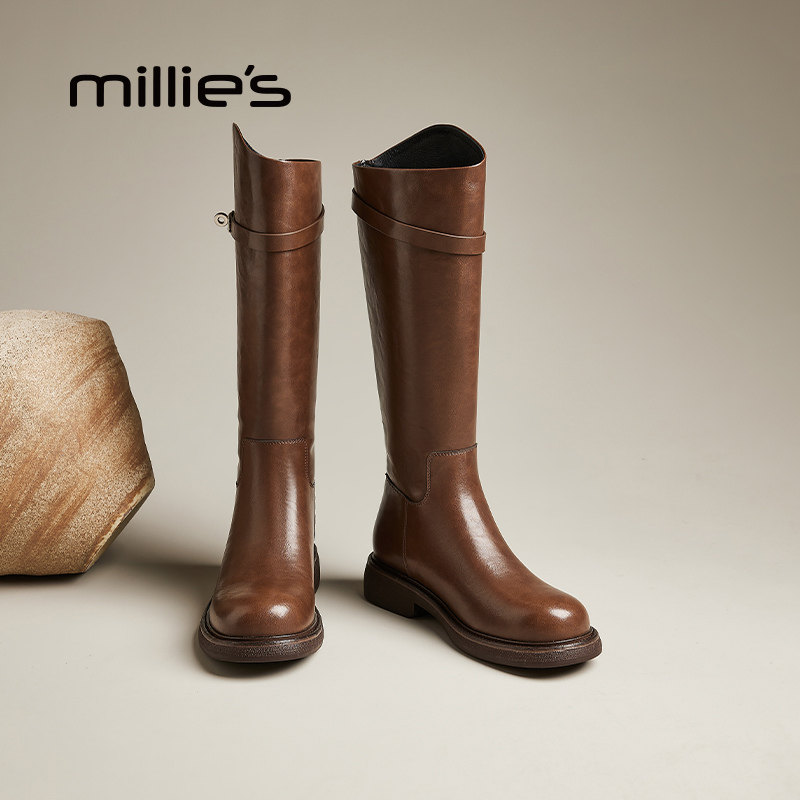 MILLIE'S复古骑士靴秋冬高筒靴