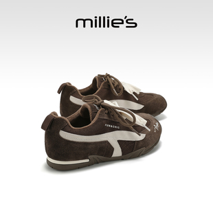女秋冬加绒系带运动休闲百搭棉鞋 妙丽复古拼色德训鞋 MILLIE