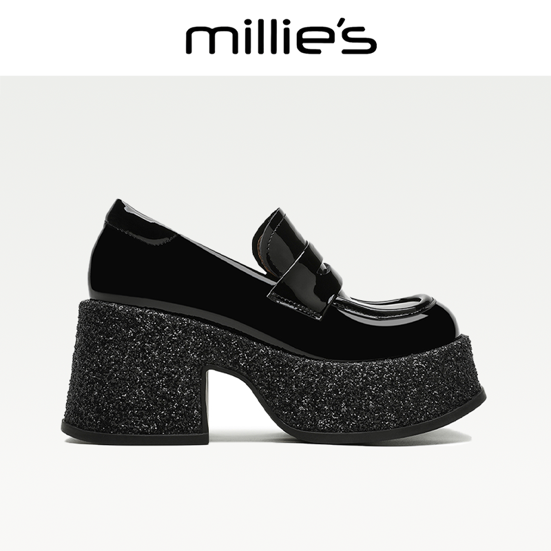 复古防水台高跟百搭黑色2025新款