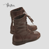 妙丽复古马丁靴女2026新款 MILLIE 西部拳击靴真皮系带小短靴HQ