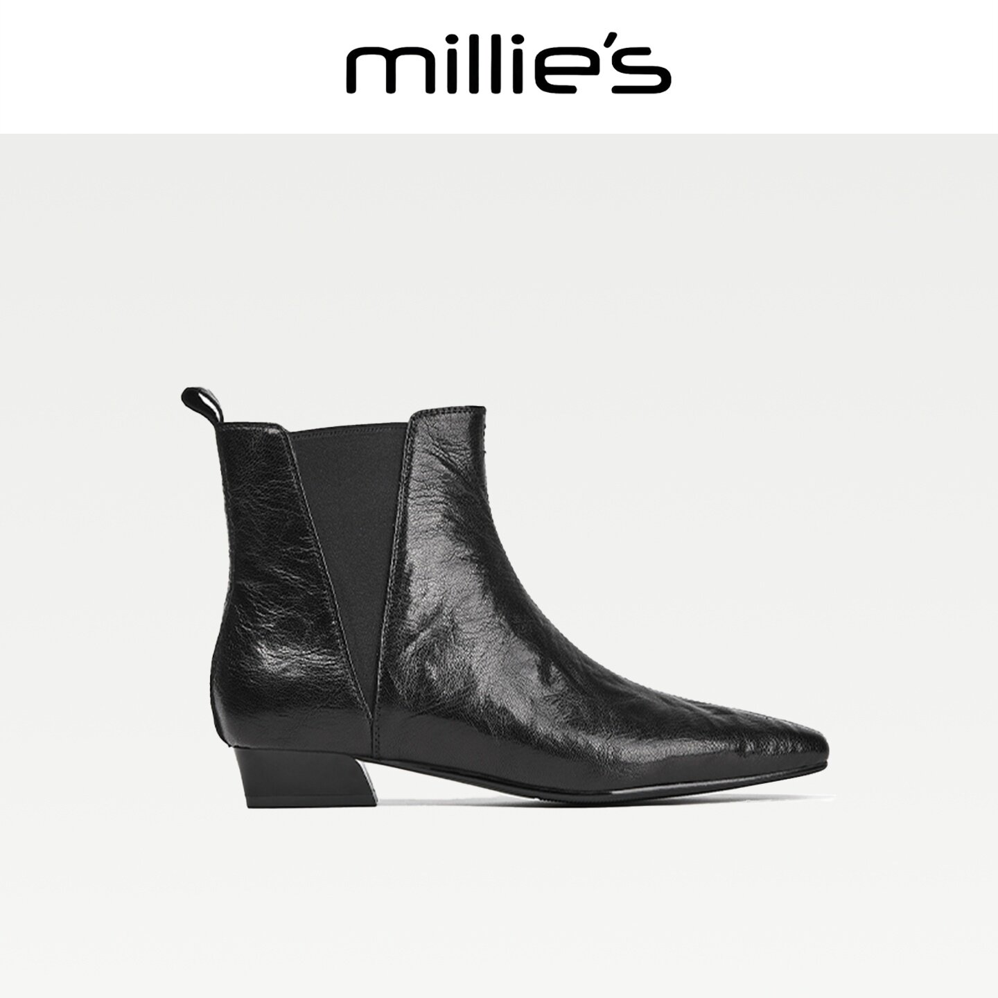 MILLIE'S/妙丽中跟短筒靴靴复古