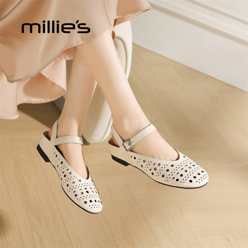 MILLIE'S/妙丽真皮平底单鞋女