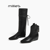 MILLIE 短靴Z 靴2026秋冬爆款 妙丽两穿切尔西靴女黑色复古时装
