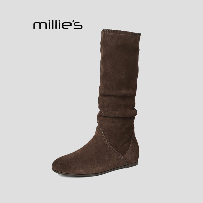 MILLIE'S/妙丽真皮长筒切尔西靴