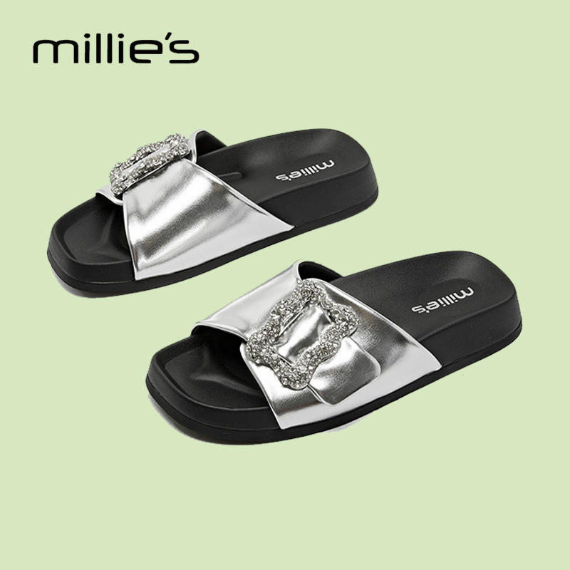 MILLIE'S/妙丽一字拖厚底勃肯鞋